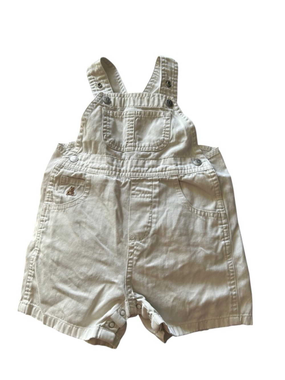 GAP Baby Gap  Cream Short Denim-Style Overalls 3-6 months